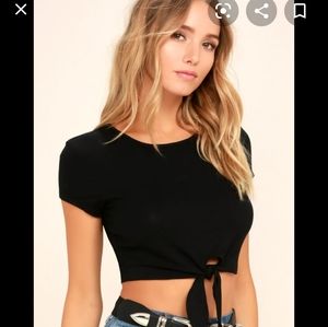 Lulus taking chances crop tie front top xs